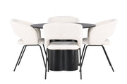 Venture Home Olivia spisebord - Black / Black Veneer +Day Spisebordsstol - Matte black / White Linen _4