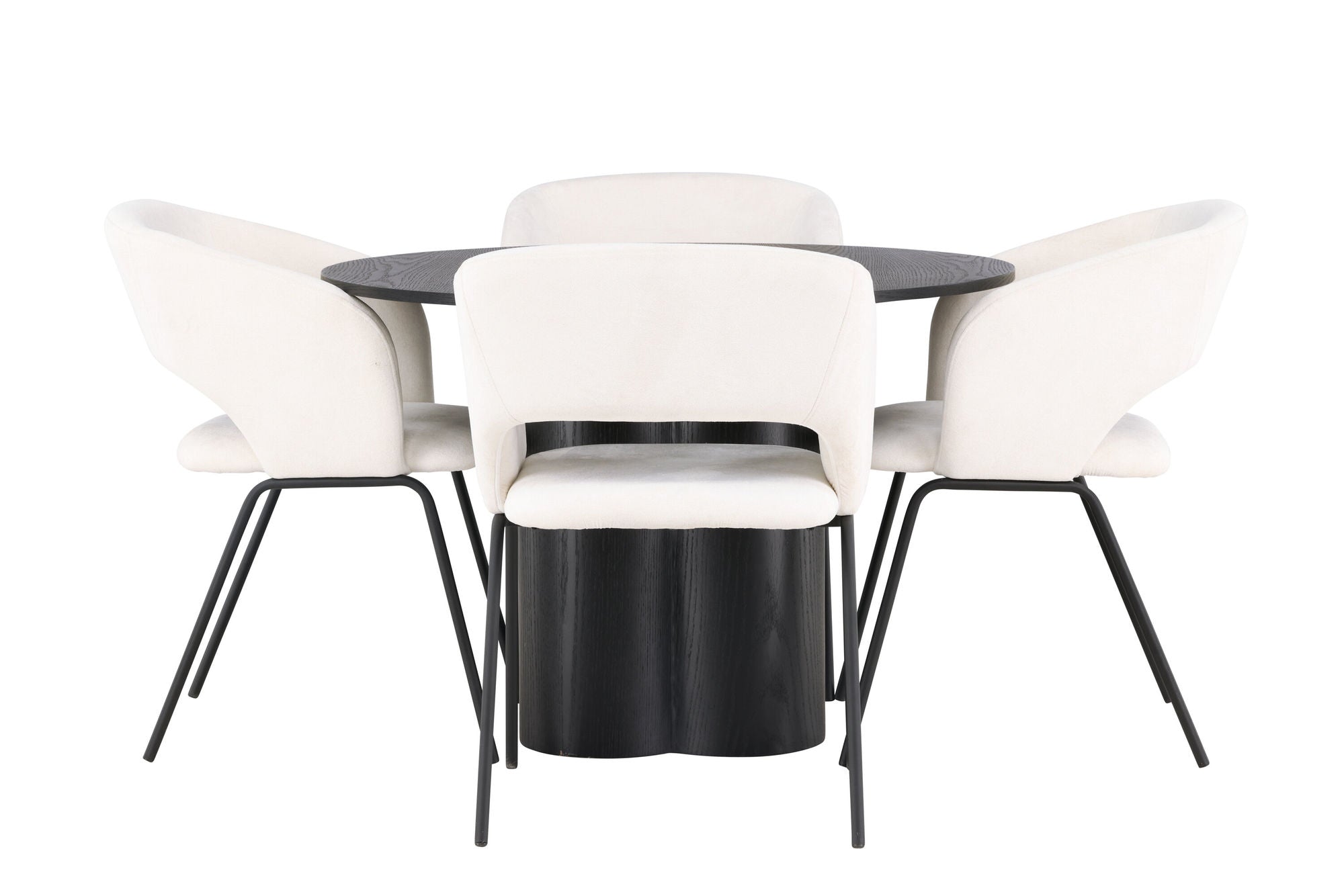 Venture Home Olivia spisebord - Black / Black Veneer +Day Spisebordsstol - Matte black / White Linen _4