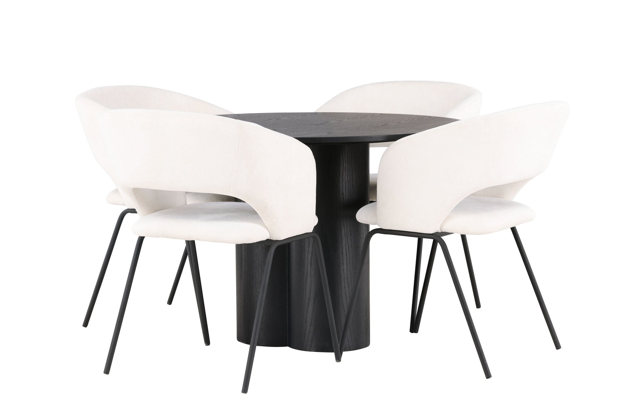 Venture Home Olivia spisebord - Black / Black Veneer +Day Spisebordsstol - Matte black / White Linen _4
