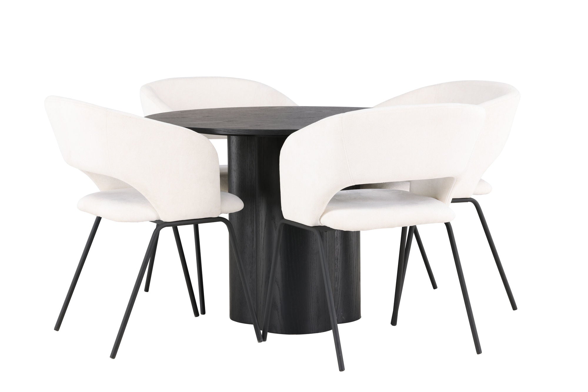 Venture Home Olivia spisebord - Black / Black Veneer +Day Spisebordsstol - Matte black / White Linen _4
