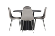 Venture Home Olivia spisebord - Black / Black Veneer +Eva Spisebordsstol - Light grey / Light grey Velvet _4