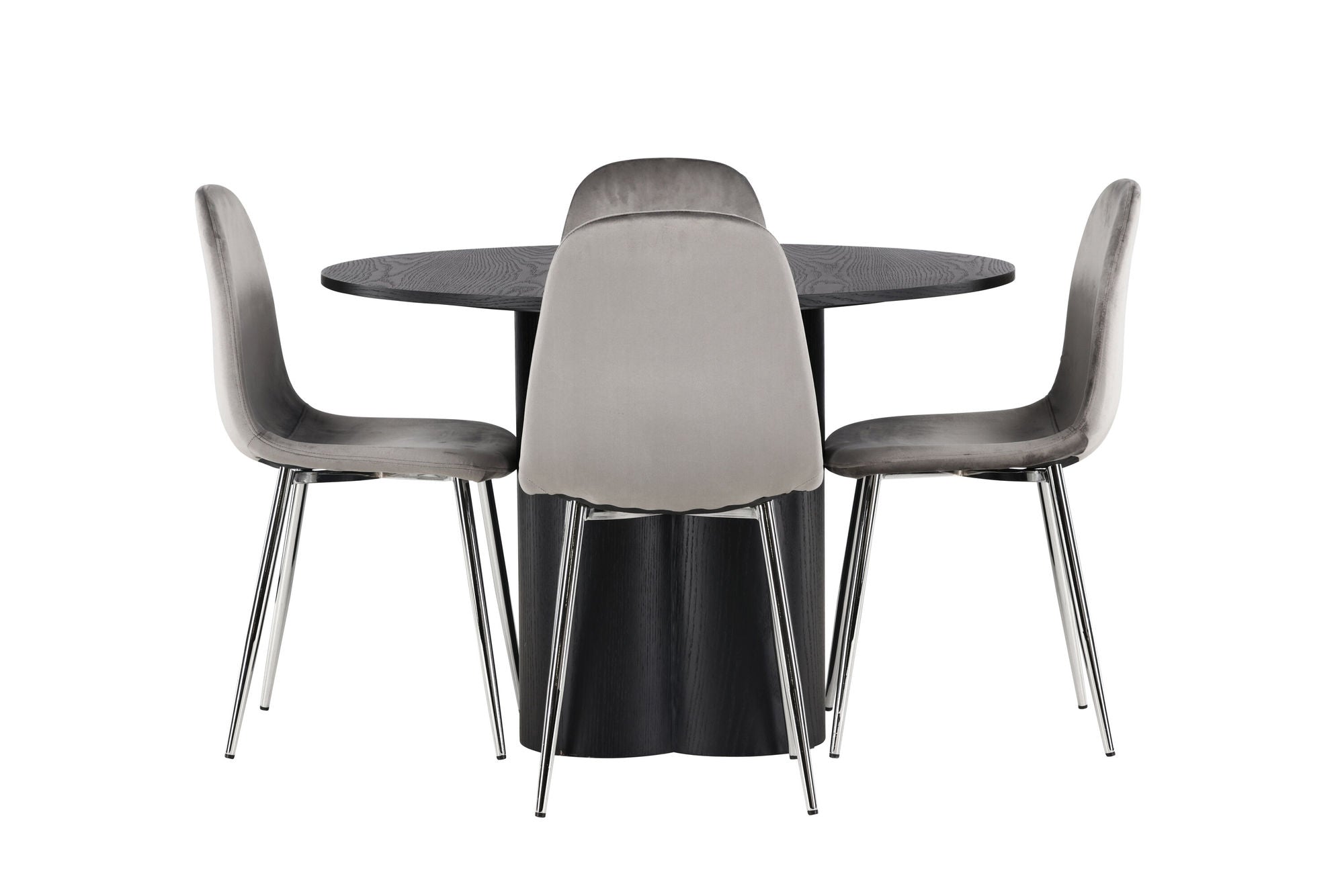 Venture Home Olivia spisebord - Black / Black Veneer +Eva Spisebordsstol - Light grey / Light grey Velvet _4