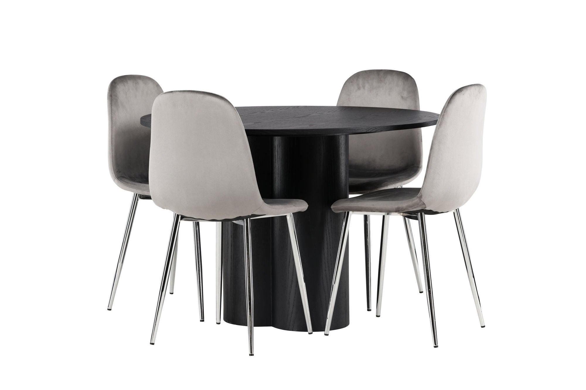 Venture Home Olivia spisebord - Black / Black Veneer +Eva Spisebordsstol - Light grey / Light grey Velvet _4