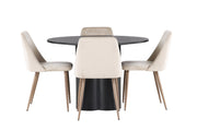 Venture Home Olivia spisebord - Black / Black Veneer +Night Spisebordsstol - Dark walnut / Mocca / Brown Fabric _4