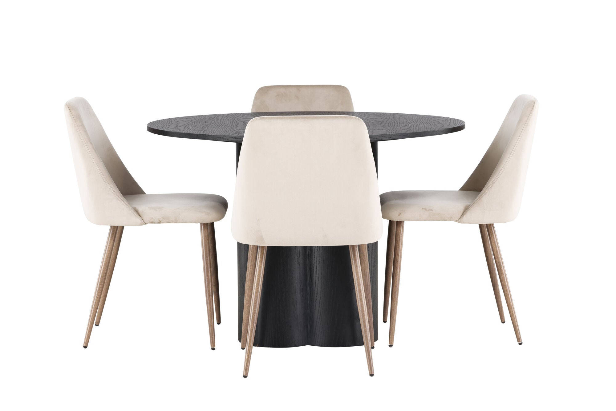 Venture Home Olivia spisebord - Black / Black Veneer +Night Spisebordsstol - Dark walnut / Mocca / Brown Fabric _4