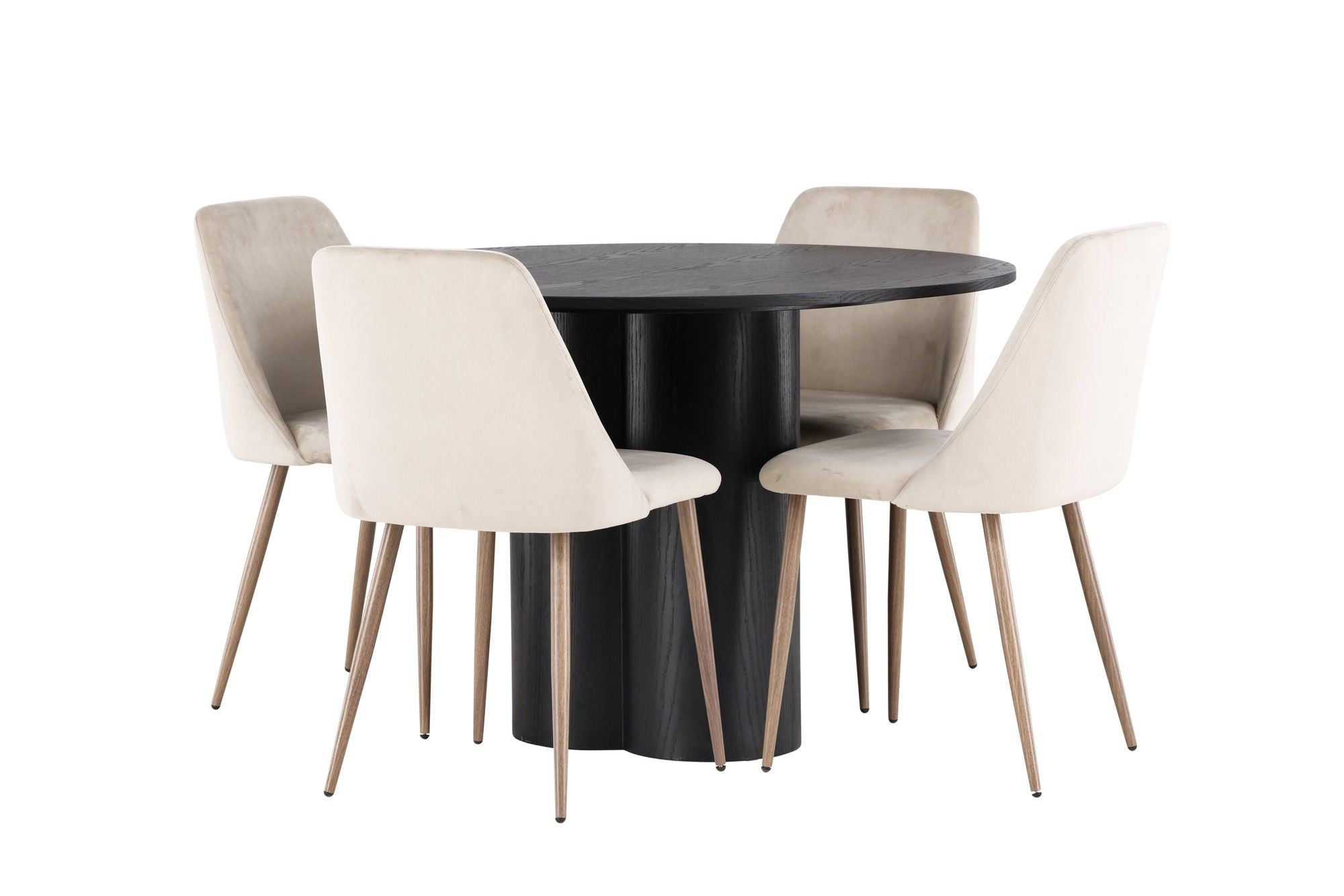 Venture Home Olivia spisebord - Black / Black Veneer +Night Spisebordsstol - Dark walnut / Mocca / Brown Fabric _4