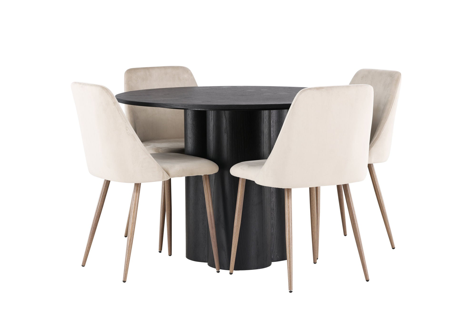 Venture Home Olivia spisebord - Black / Black Veneer +Night Spisebordsstol - Dark walnut / Mocca / Brown Fabric _4