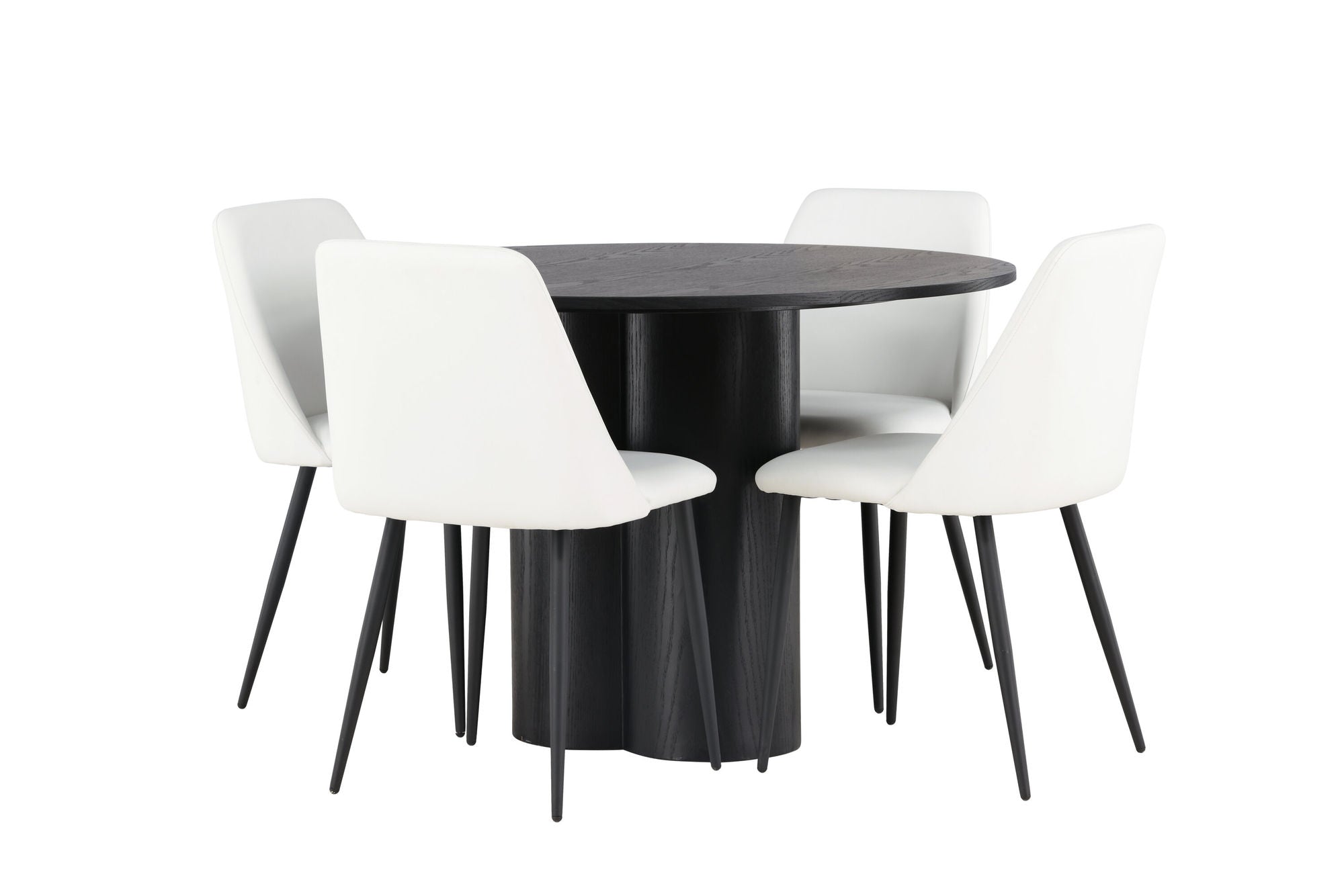 Venture Home Olivia spisebord - Black / Black Veneer +Night Spisebordsstol - Black / White PU _4