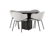 Venture Home Olivia spisebord - Mocca / Mocca Veneer +Evelina Spisebordsstol - Black / Light grey Velvet _4