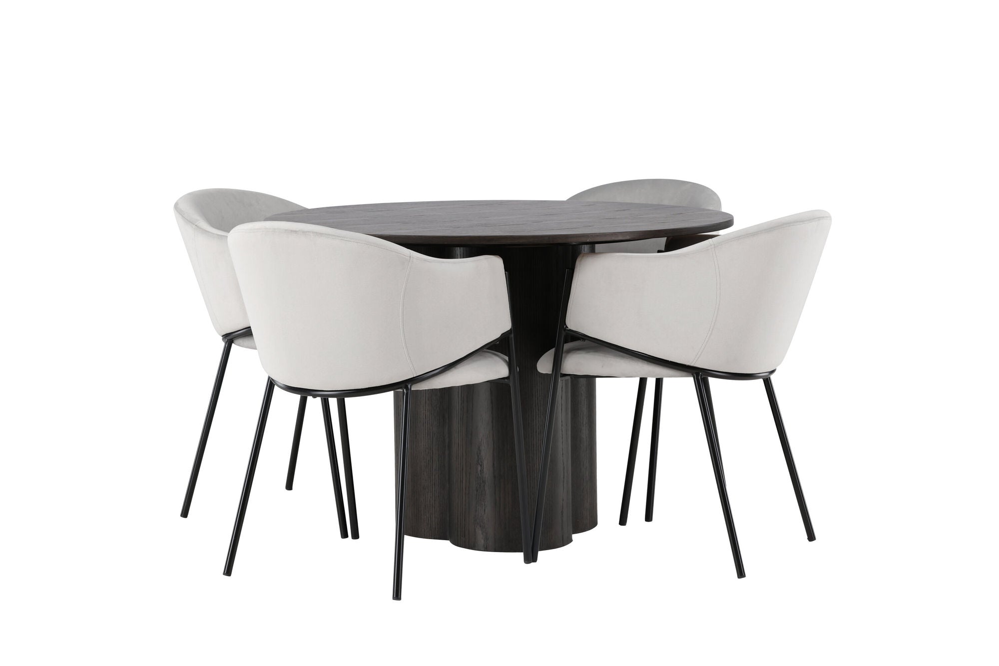 Venture Home Olivia spisebord - Mocca / Mocca Veneer +Evelina Spisebordsstol - Black / Light grey Velvet _4