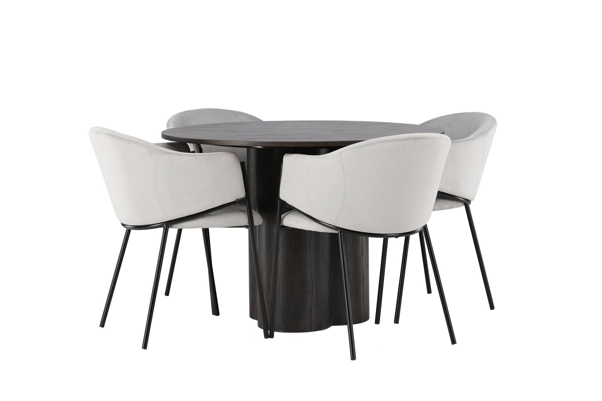 Venture Home Olivia spisebord - Mocca / Mocca Veneer +Evelina Spisebordsstol - Black / Light grey Velvet _4