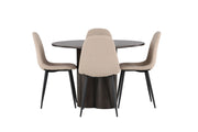 Venture Home Olivia spisebord - Mocca / Mocca Veneer +Polar Spisebordsstol - Black / Beige Boucle _4