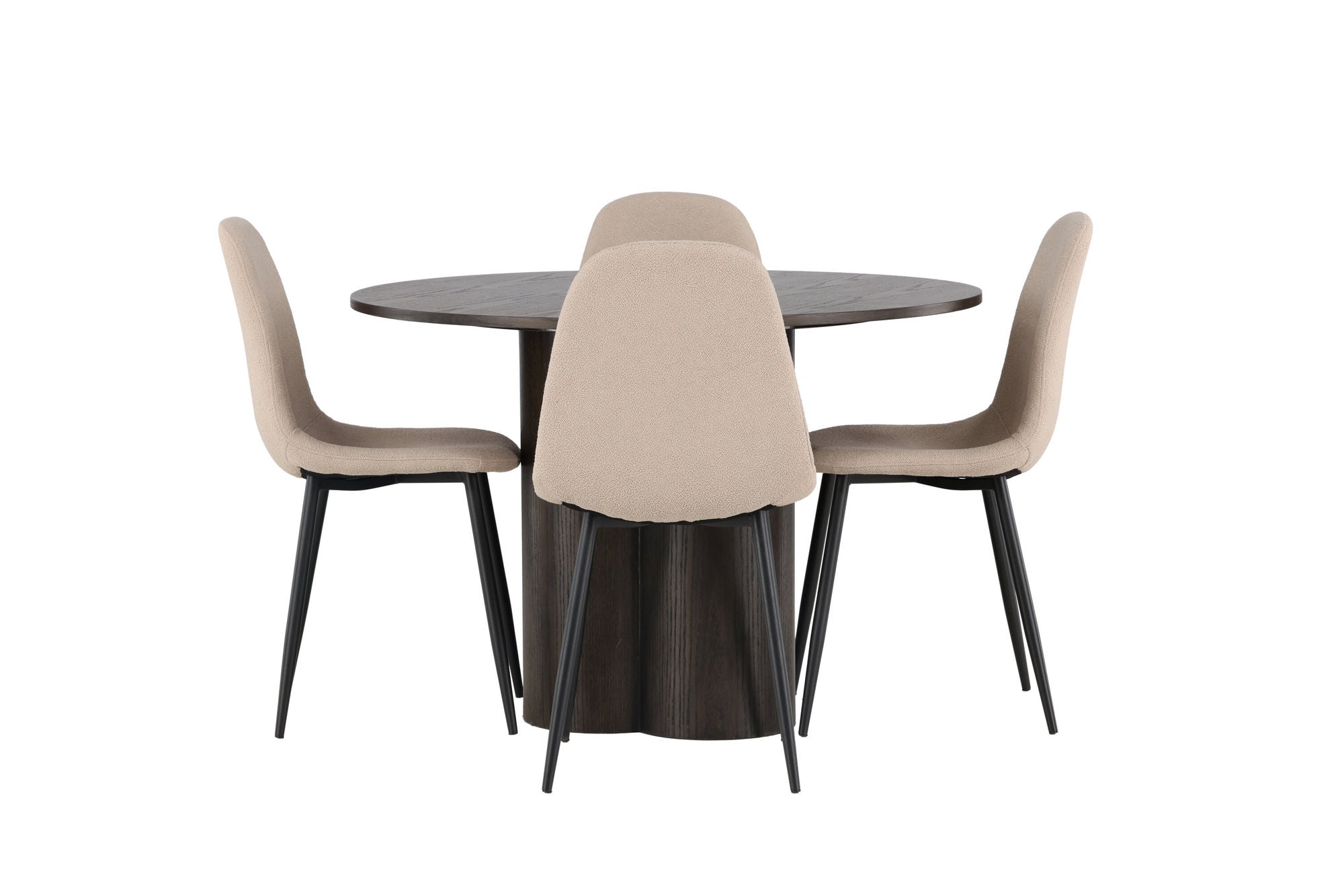 Venture Home Olivia spisebord - Mocca / Mocca Veneer +Polar Spisebordsstol - Black / Beige Boucle _4