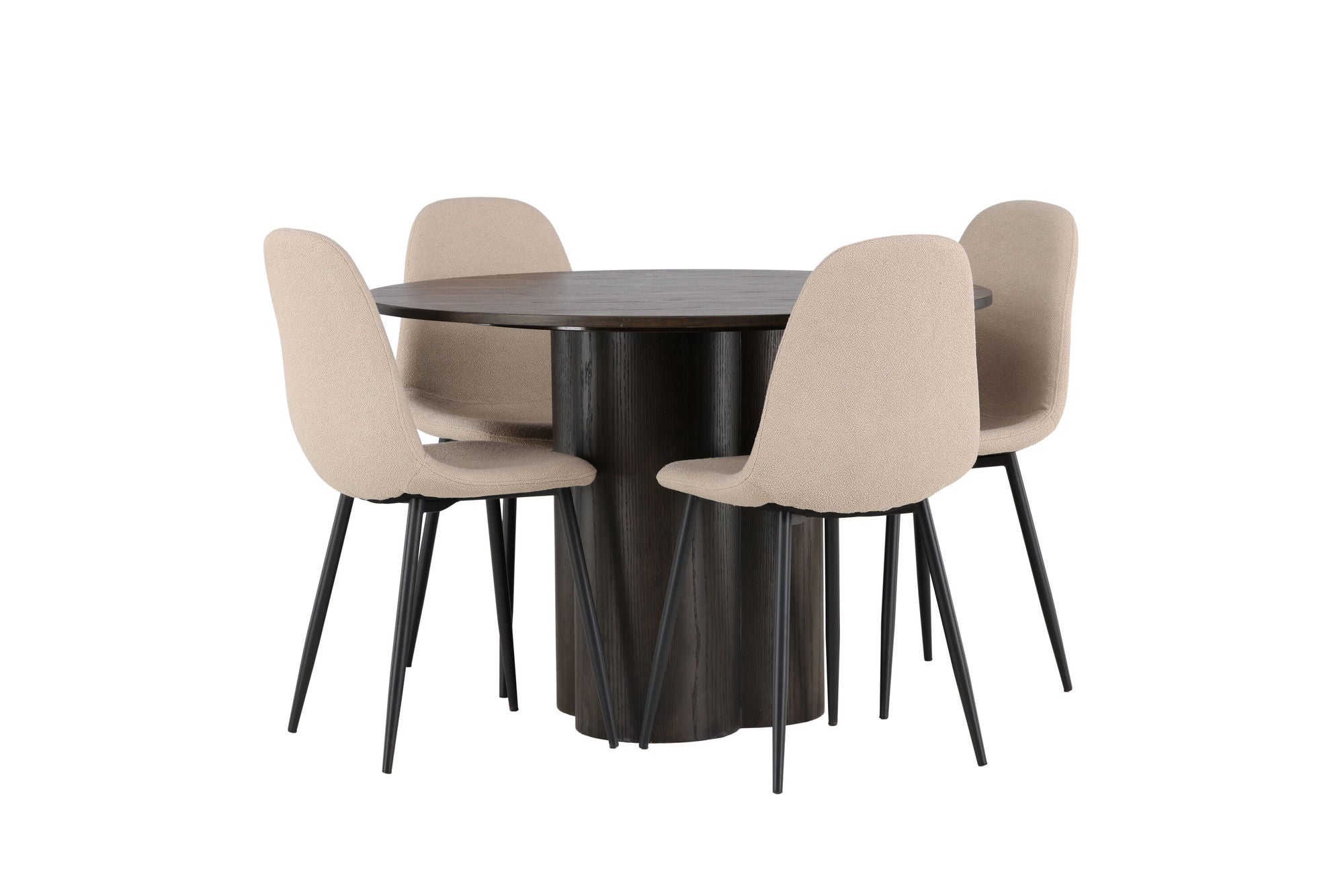 Venture Home Olivia spisebord - Mocca / Mocca Veneer +Polar Spisebordsstol - Black / Beige Boucle _4