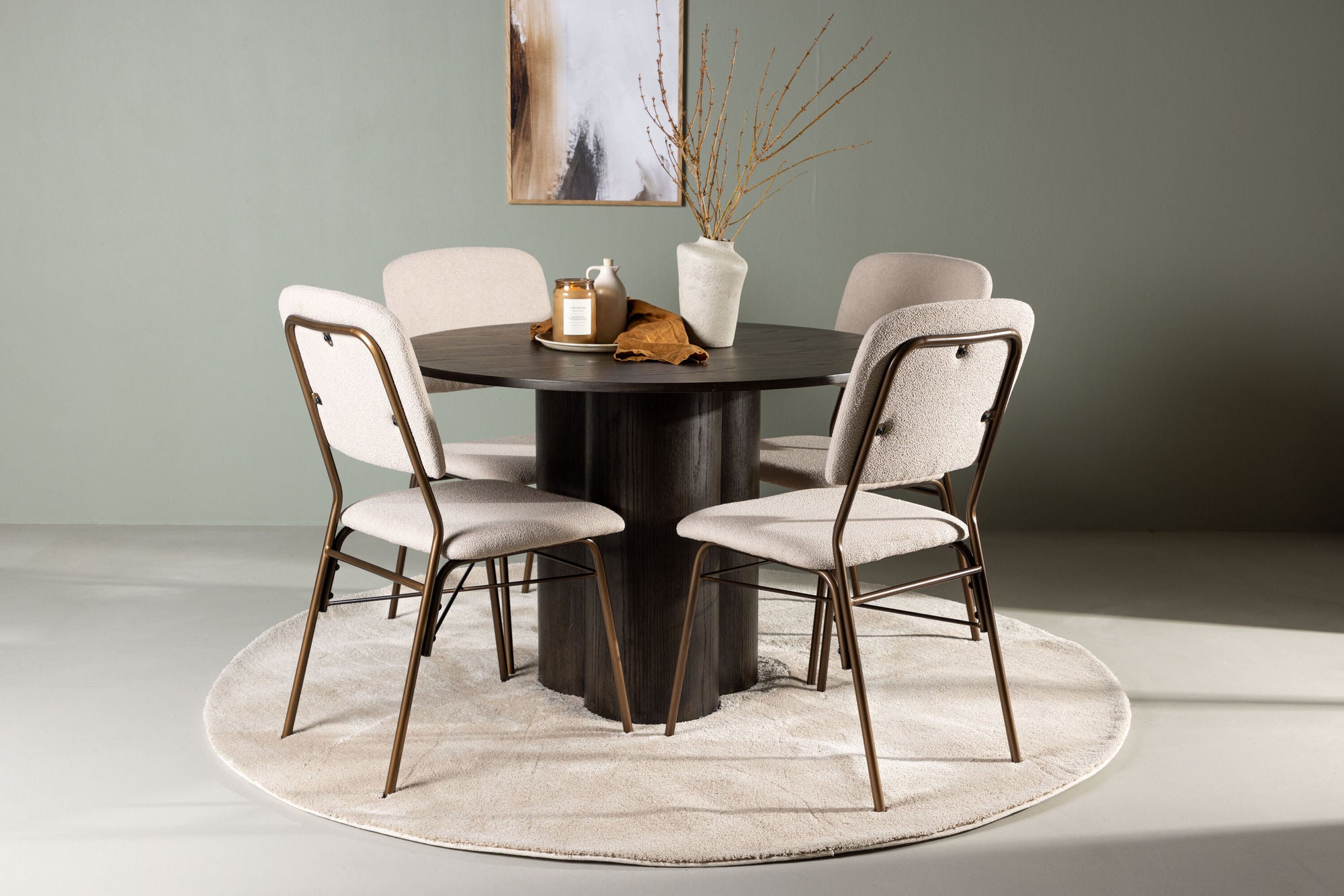 Venture Home Olivia spisebord - Mocca / Mocca Veneer +Seda Spisebordsstol - Matte brown / Beige Fabric _4