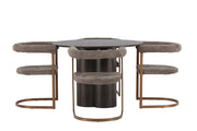 Venture Home Olivia spisebord - Mocca / Mocca Veneer +Morning Spisebordsstol - Black / Black Boucle _4