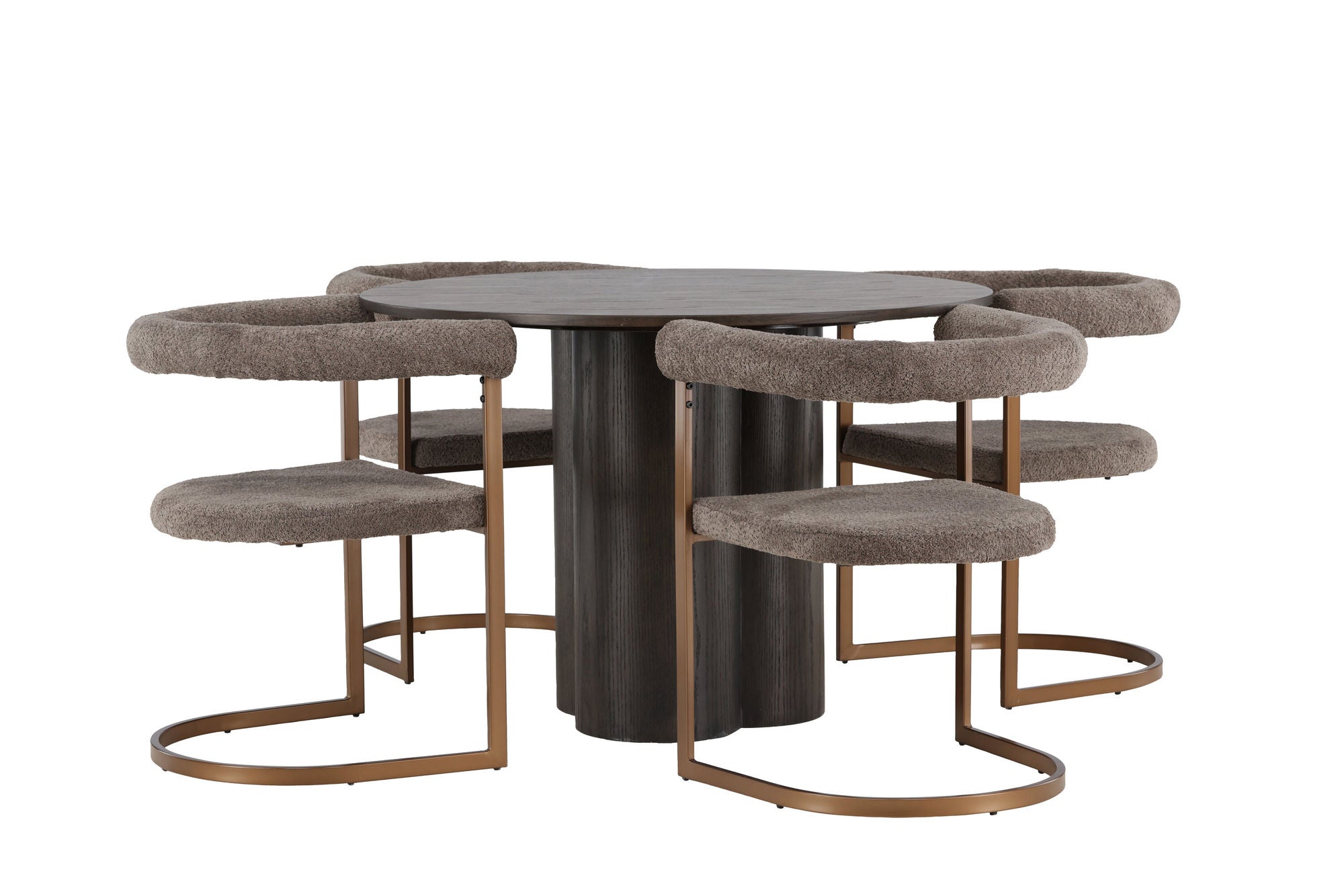 Venture Home Olivia spisebord - Mocca / Mocca Veneer +Morning Spisebordsstol - Black / Black Boucle _4
