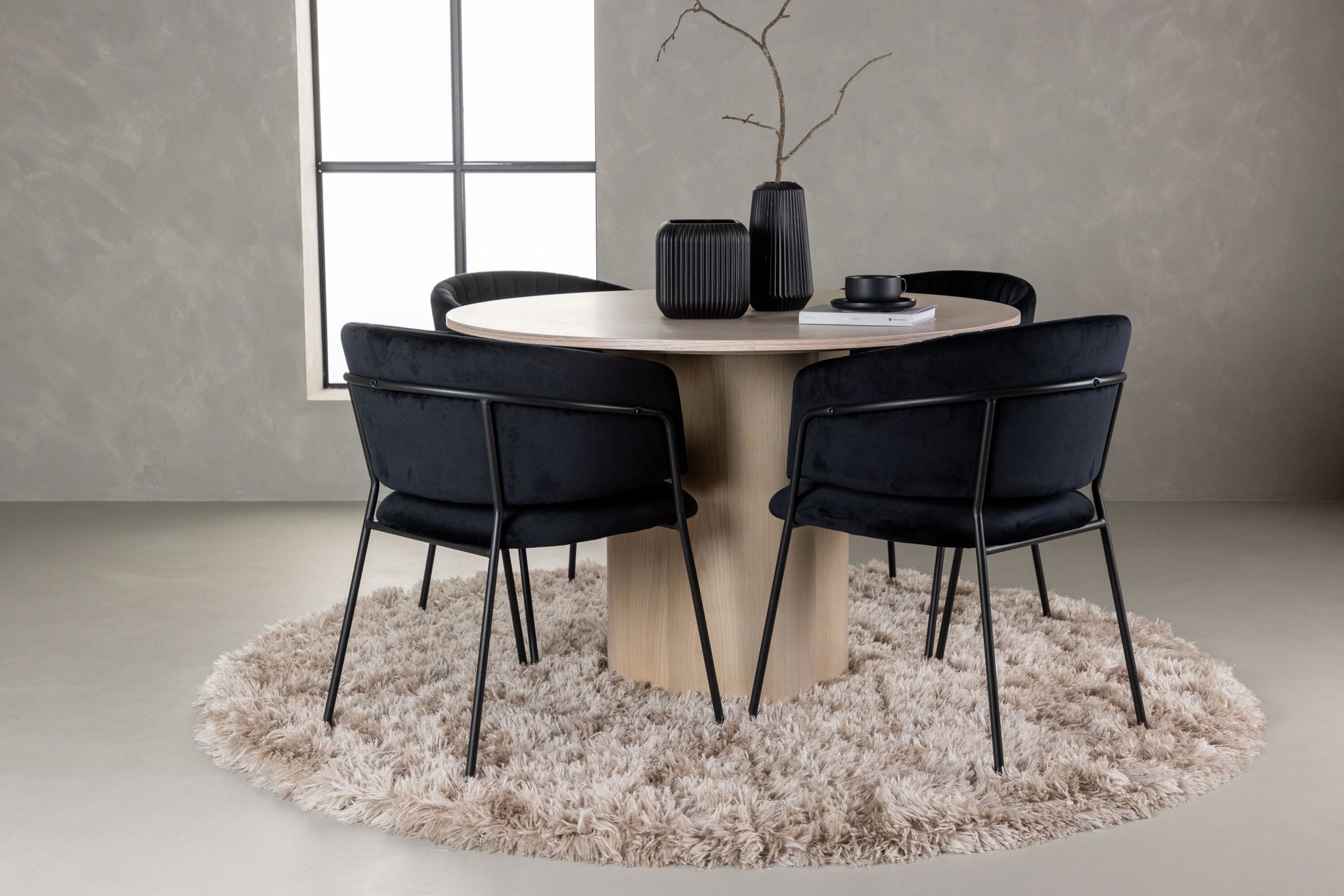 Venture Home Olivia spisebord - White Wash Veneer +Selma Spisebordsstol - Black / Black Velvet _4