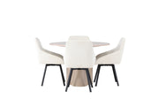 Venture Home Olivia spisebord - White Wash Veneer +Rosie Spisebordsstol - Black / Beige Fabric _4