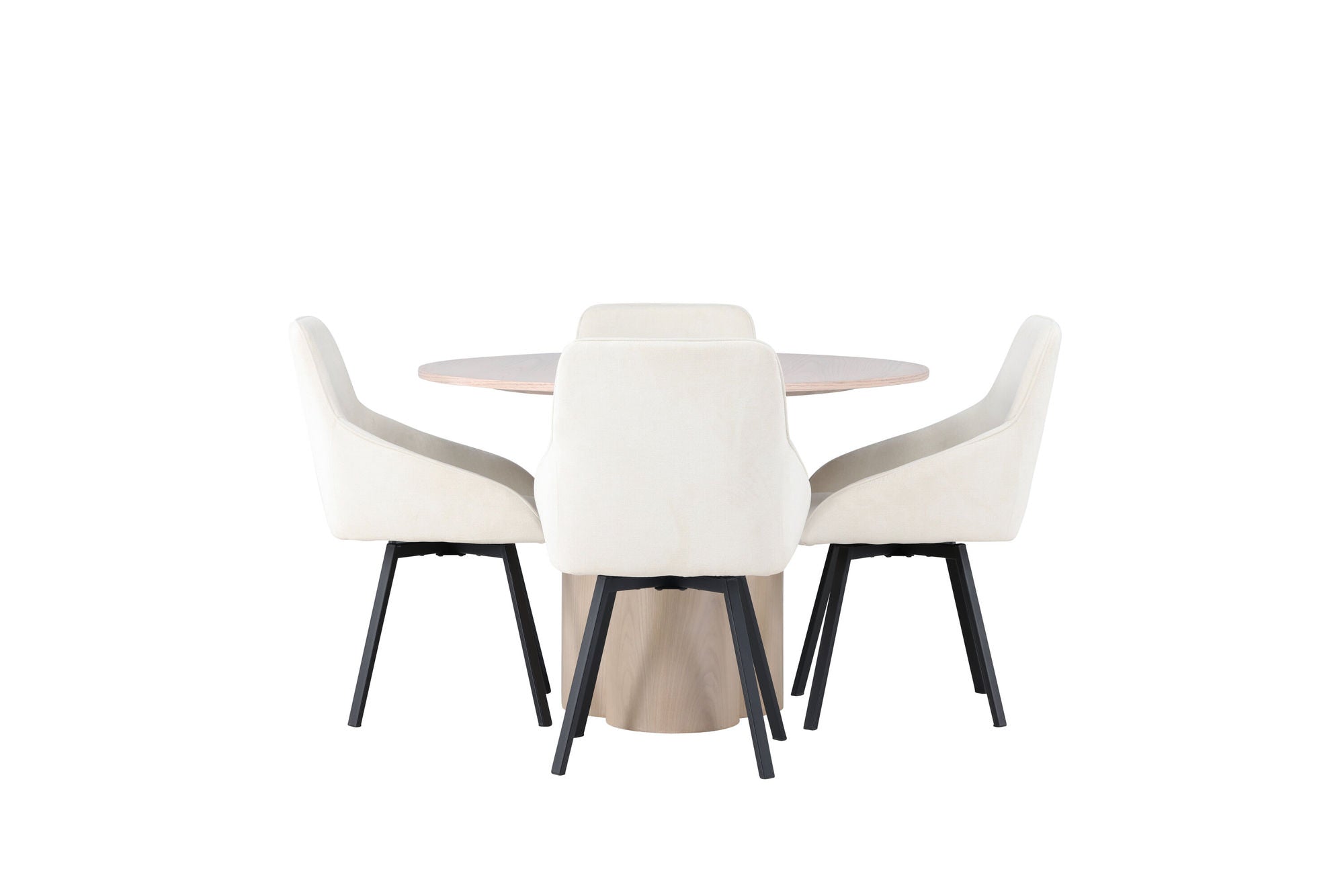 Venture Home Olivia spisebord - White Wash Veneer +Rosie Spisebordsstol - Black / Beige Fabric _4