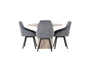 Venture Home Olivia spisebord - White Wash Veneer +Rosie Spisebordsstol - Black / Dark grey Fabric _4
