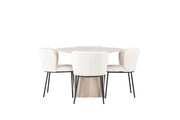 Venture Home Olivia spisebord - White Wash Veneer +Edina Spisebordsstol - Black / White Boucle _4