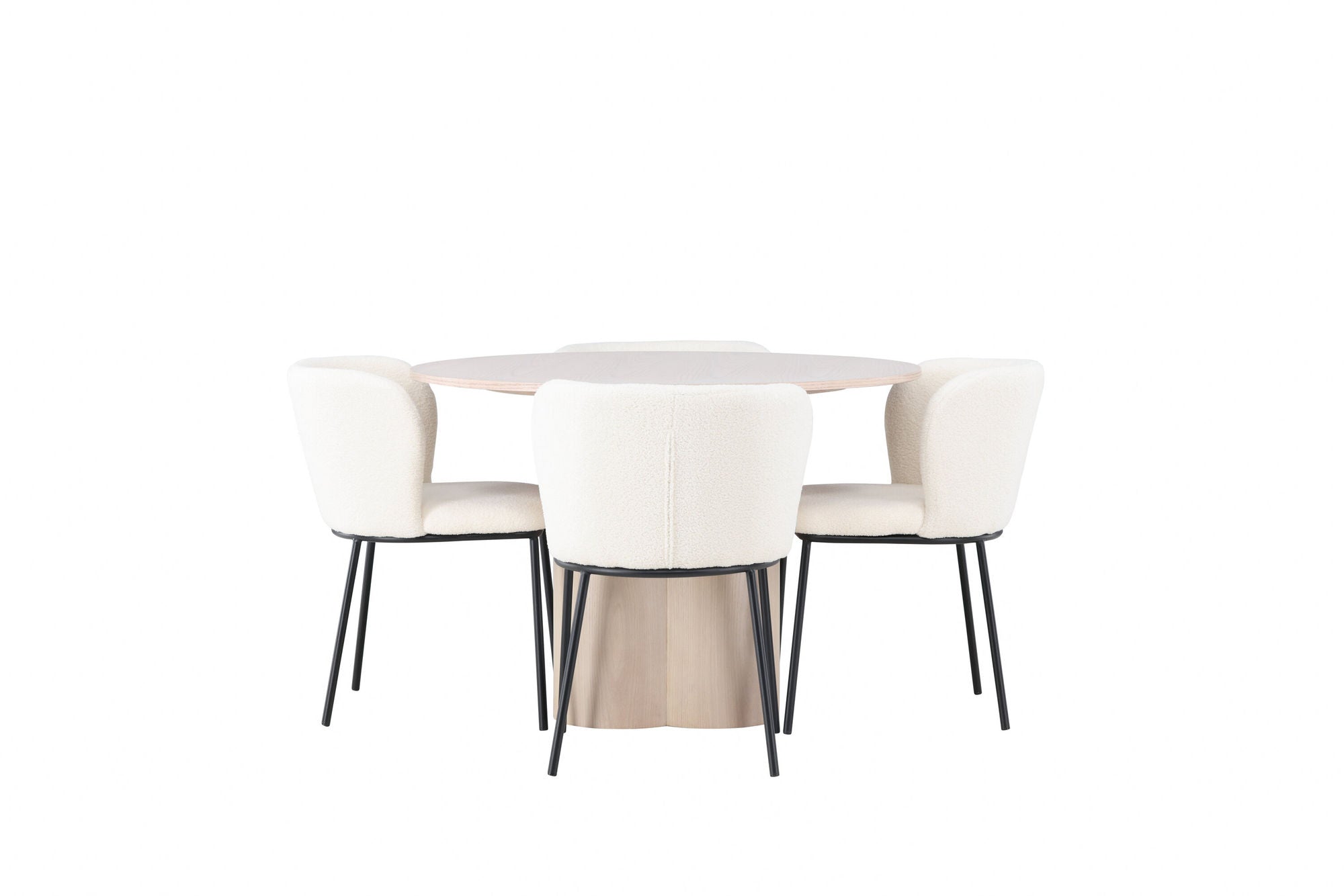 Venture Home Olivia spisebord - White Wash Veneer +Edina Spisebordsstol - Black / White Boucle _4