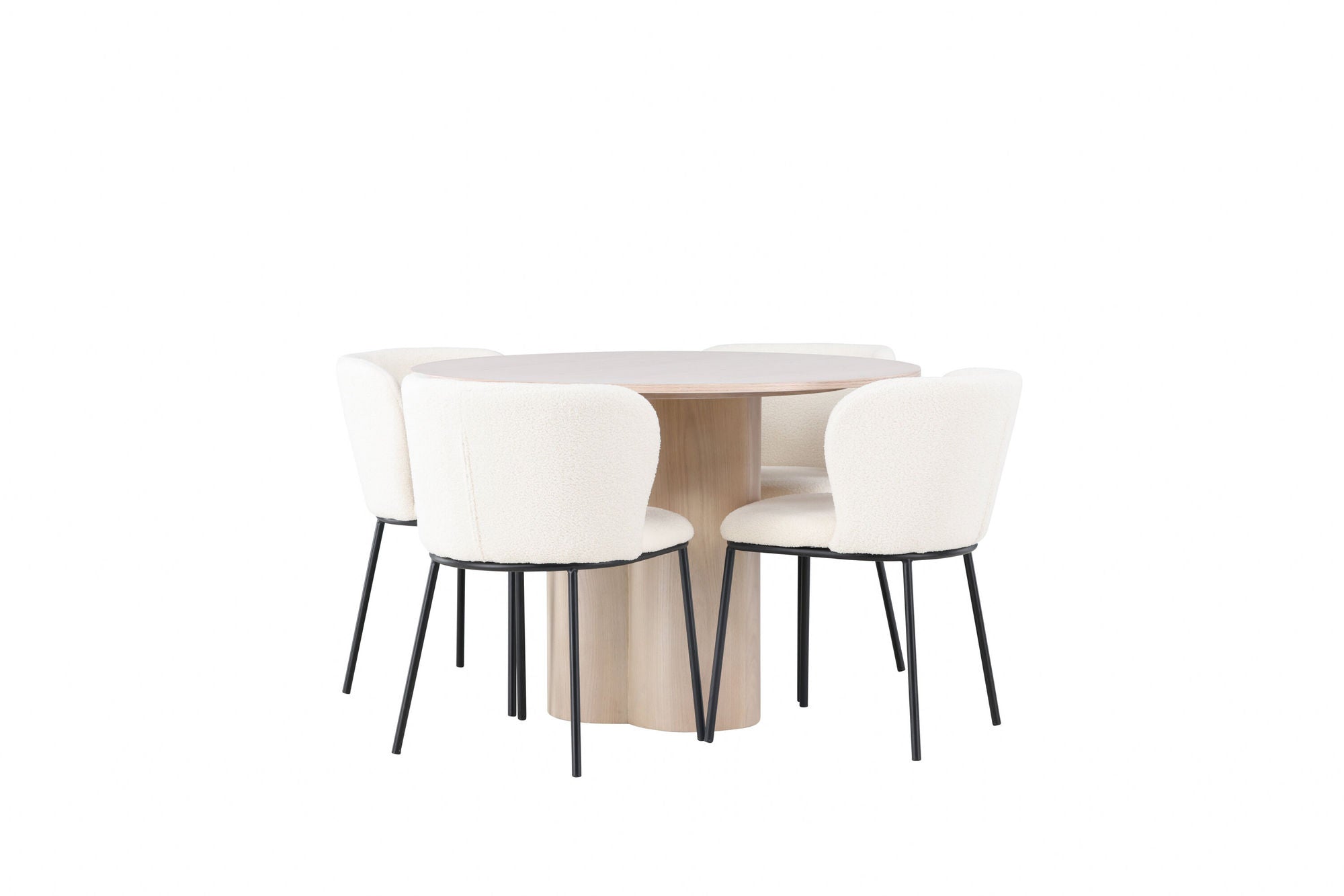 Venture Home Olivia spisebord - White Wash Veneer +Edina Spisebordsstol - Black / White Boucle _4