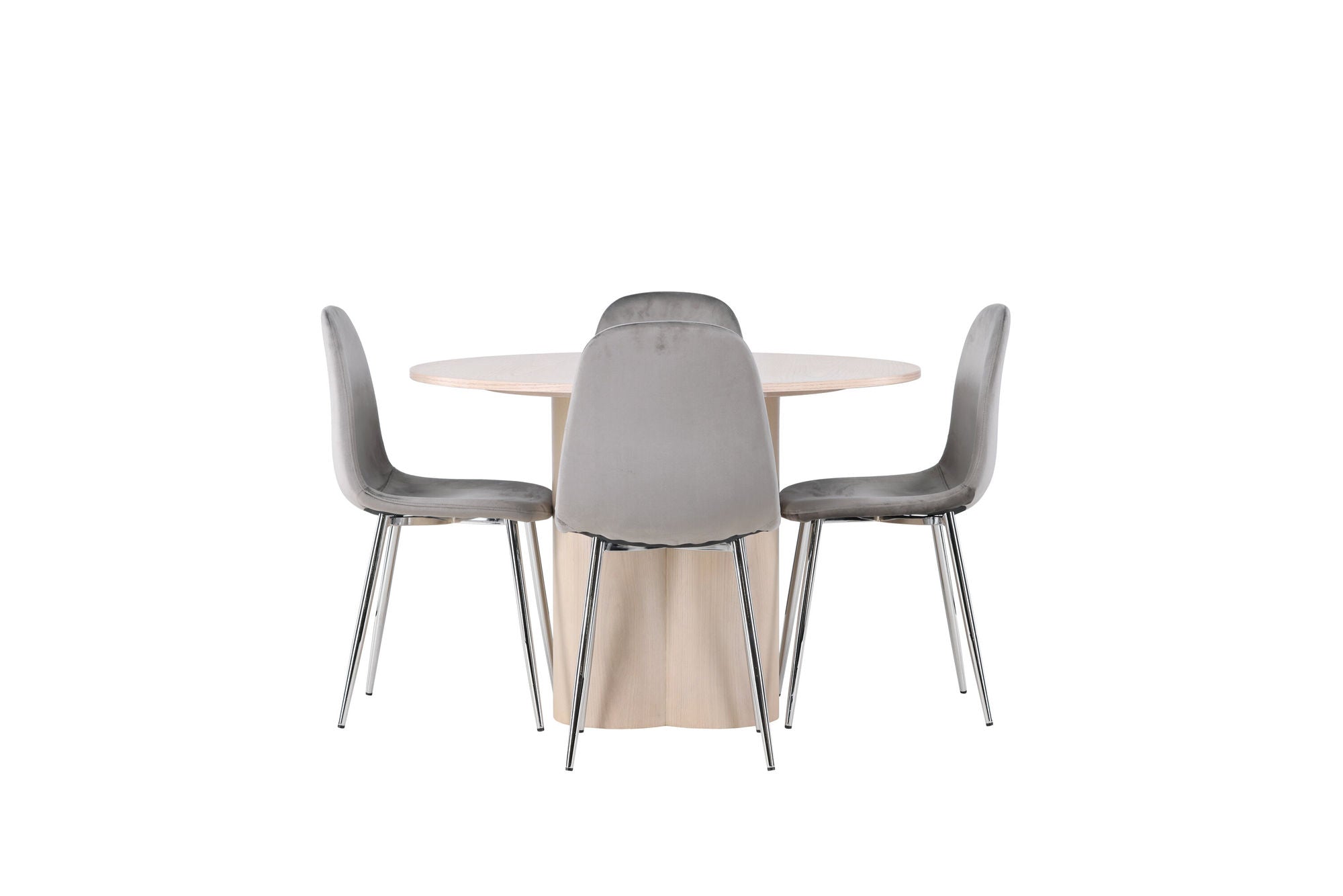 Venture Home Olivia spisebord - White Wash Veneer +Eva Spisebordsstol - Light grey / Light grey Velvet _4