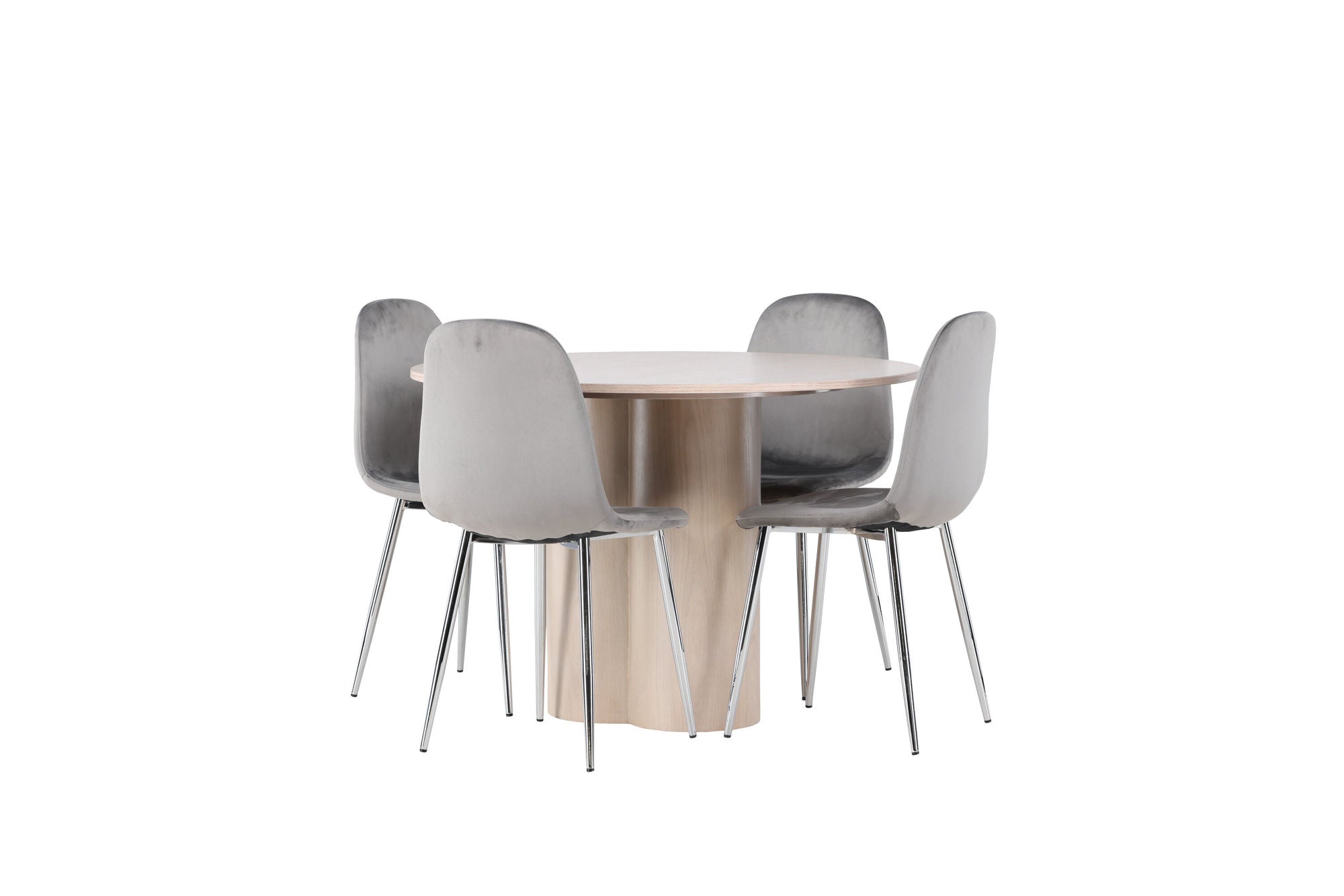 Venture Home Olivia spisebord - White Wash Veneer +Eva Spisebordsstol - Light grey / Light grey Velvet _4