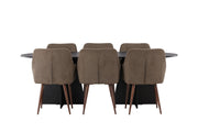 Venture Home Bootcut Oval spisebord - Black / Black Fanéer +Tomorrow Spisebordsstol - Dark walnut / Dark grey/Brown Fabric _6