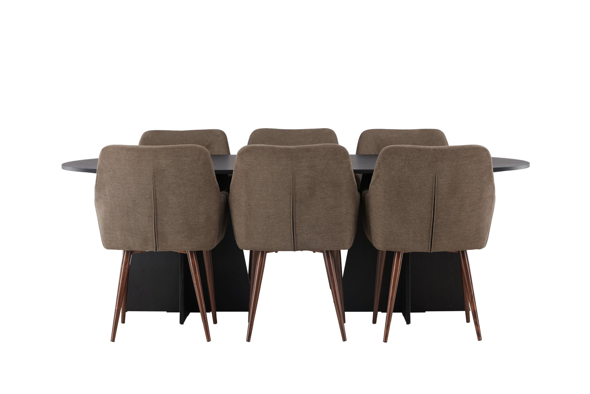Venture Home Bootcut Oval spisebord - Black / Black Fanéer +Tomorrow Spisebordsstol - Dark walnut / Dark grey/Brown Fabric _6