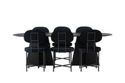 Venture Home Bootcut Oval spisebord - Black / Black Fanéer +Stella Spisebordsstol - Black / Black Velvet _6