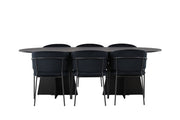 Venture Home Bootcut Oval spisebord - Black / Black Fanéer +Selma Spisebordsstol - Black / Black Velvet _6