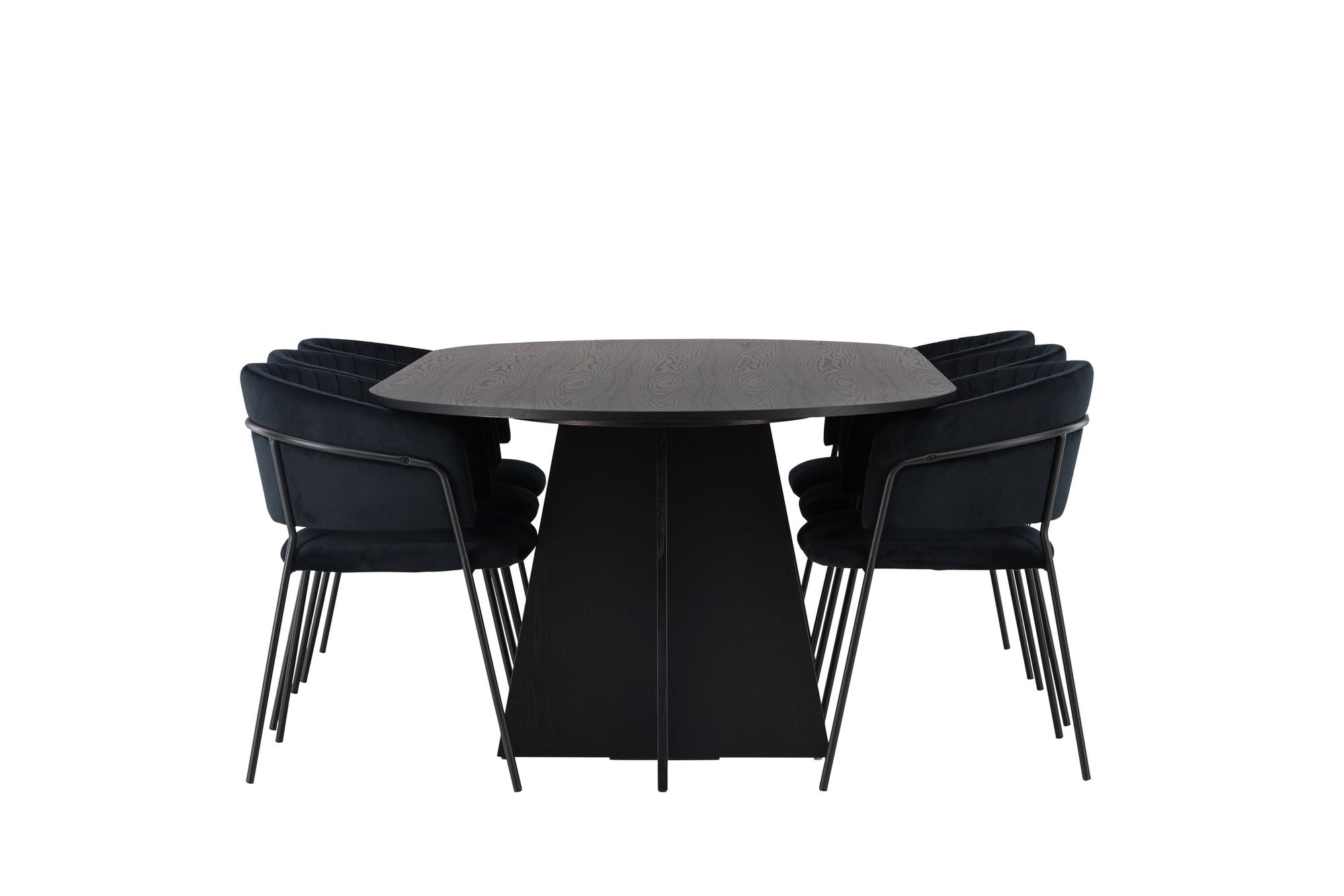 Venture Home Bootcut Oval spisebord - Black / Black Fanéer +Selma Spisebordsstol - Black / Black Velvet _6