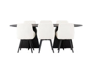 Venture Home Bootcut Oval spisebord - Black / Black Fanéer +Rosie Spisebordsstol - Black / Beige Fabric _6