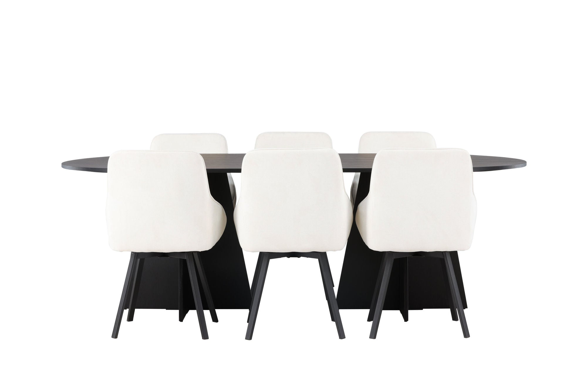 Venture Home Bootcut Oval spisebord - Black / Black Fanéer +Rosie Spisebordsstol - Black / Beige Fabric _6