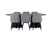 Venture Home Bootcut Oval spisebord - Black / Black Fanéer +Rosie Spisebordsstol - Black / Dark grey Fabric _6