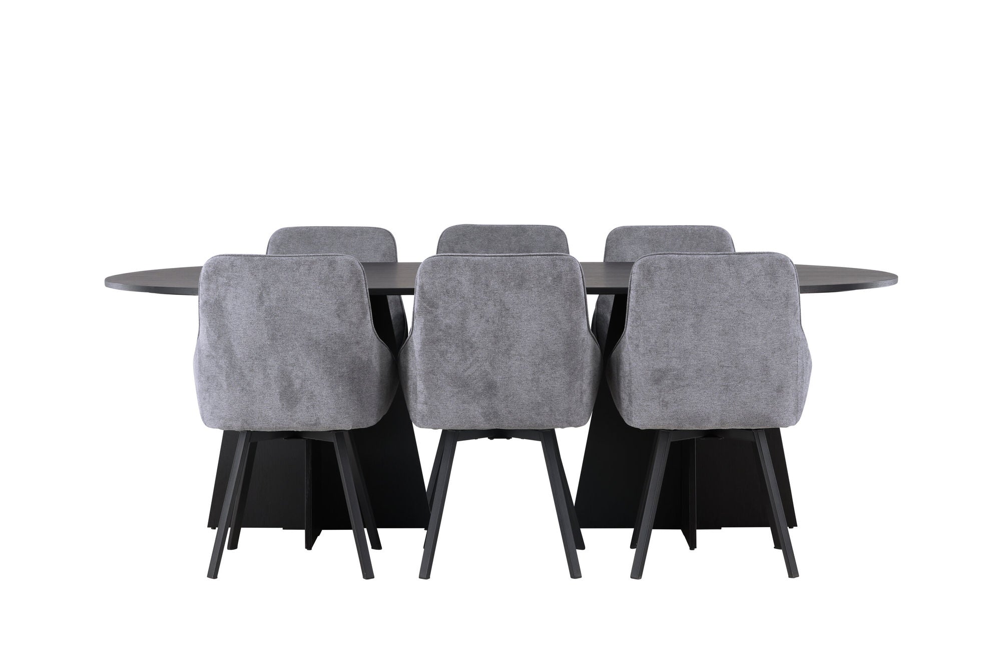 Venture Home Bootcut Oval spisebord - Black / Black Fanéer +Rosie Spisebordsstol - Black / Dark grey Fabric _6