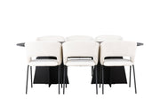 Venture Home Bootcut Oval spisebord - Black / Black Fanéer +Day Spisebordsstol - Matte black / White Linen _6