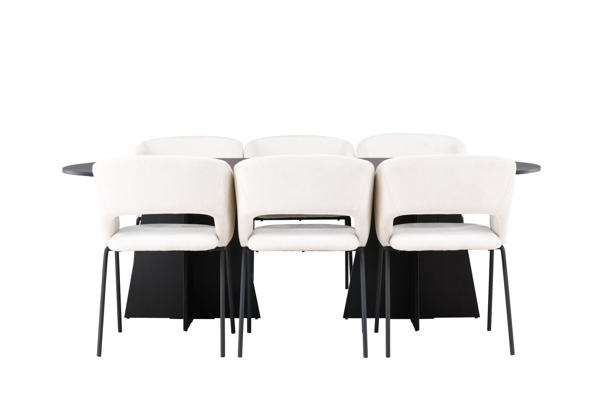 Venture Home Bootcut Oval spisebord - Black / Black Fanéer +Day Spisebordsstol - Matte black / White Linen _6