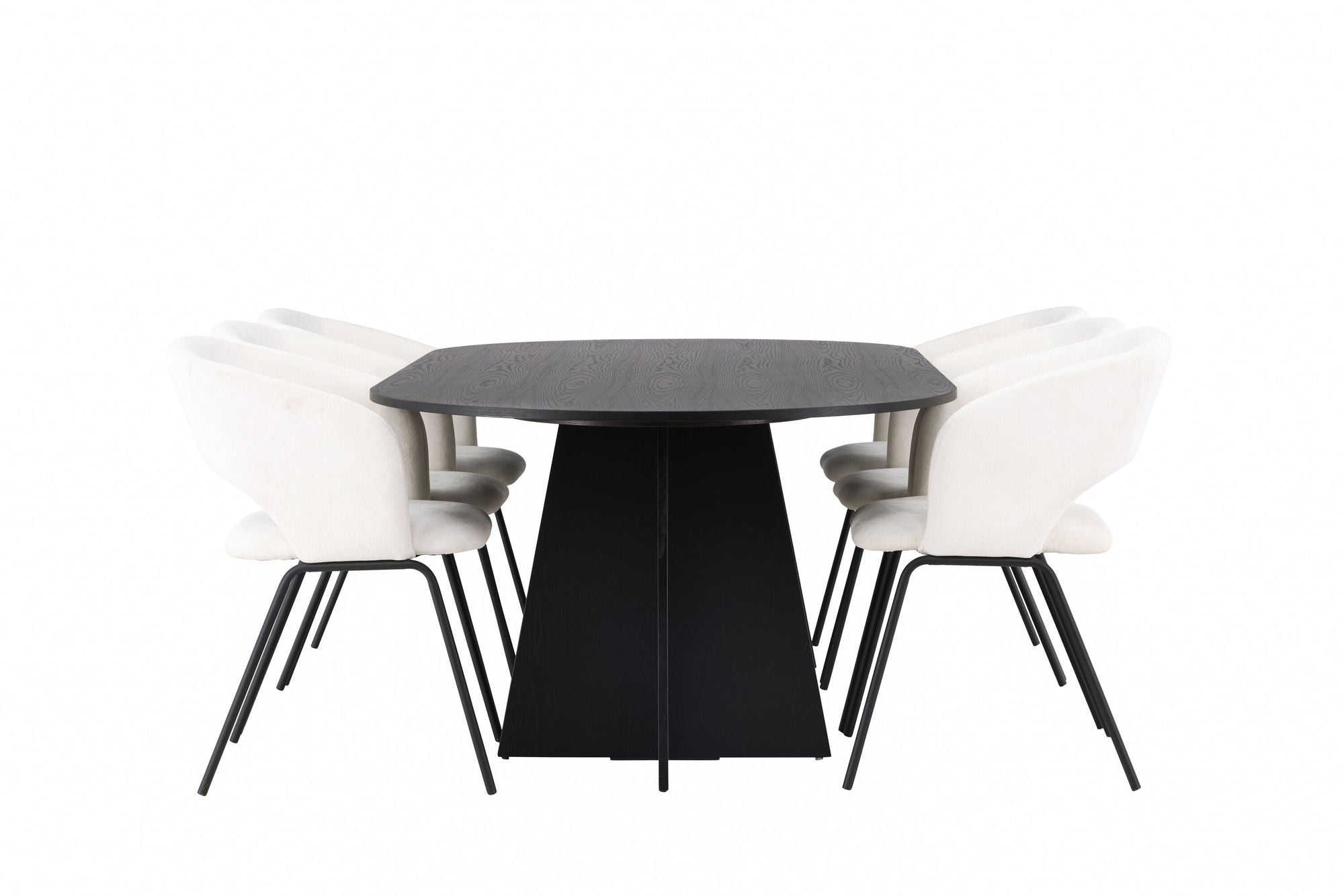 Venture Home Bootcut Oval spisebord - Black / Black Fanéer +Day Spisebordsstol - Matte black / White Linen _6