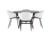 Venture Home Kaseidon spisebord - rund - Rubberwood / Dark Brown MDF +Evelina Spisebordsstol - Black / Light grey Velvet _4