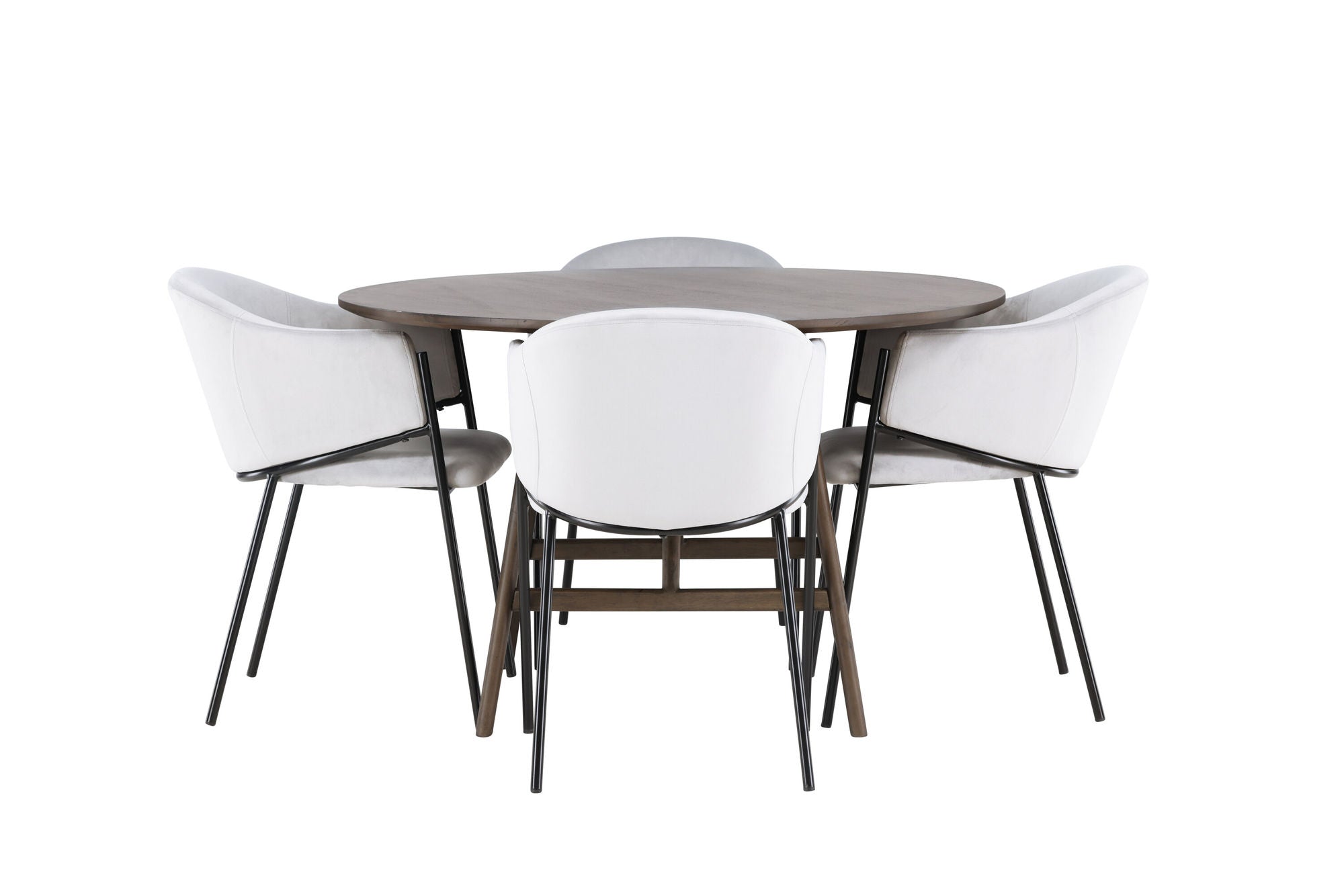 Venture Home Kaseidon spisebord - rund - Rubberwood / Dark Brown MDF +Evelina Spisebordsstol - Black / Light grey Velvet _4