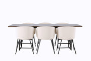 Venture Home Ystad spisebord - Black / Mocca Oak Veneer +Berit stol - Black / Beige Velvet _6