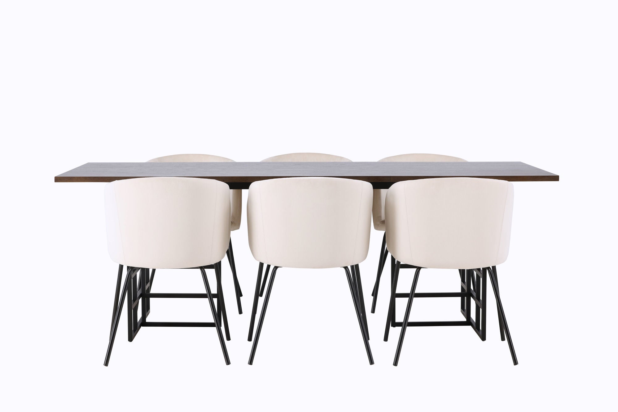 Venture Home Ystad spisebord - Black / Mocca Oak Veneer +Berit stol - Black / Beige Velvet _6