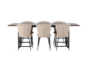 Venture Home Ystad spisebord - Black / Mocca Oak Veneer +Limhamn Light stol - Black / Beige Velvet _6