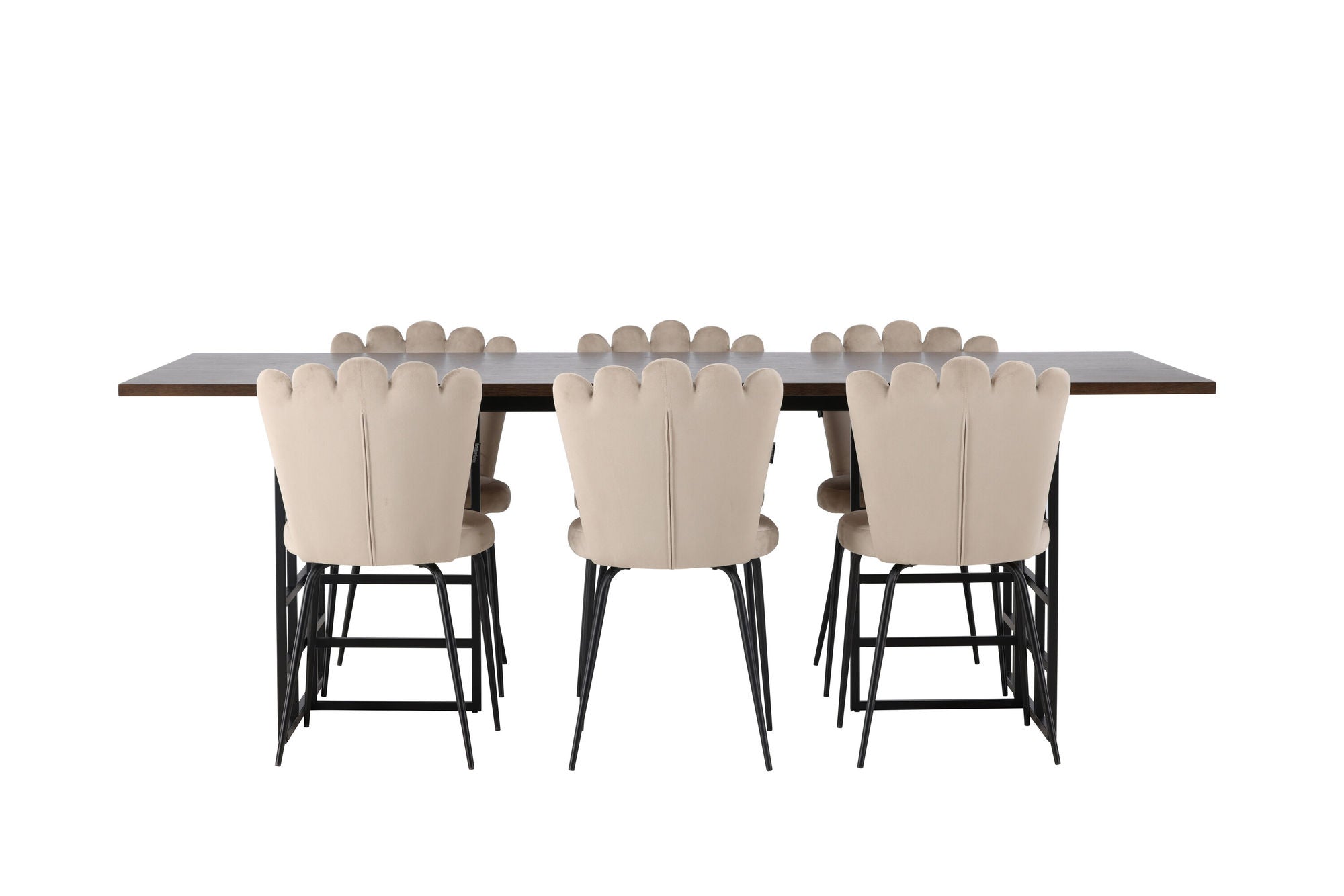 Venture Home Ystad spisebord - Black / Mocca Oak Veneer +Limhamn Light stol - Black / Beige Velvet _6