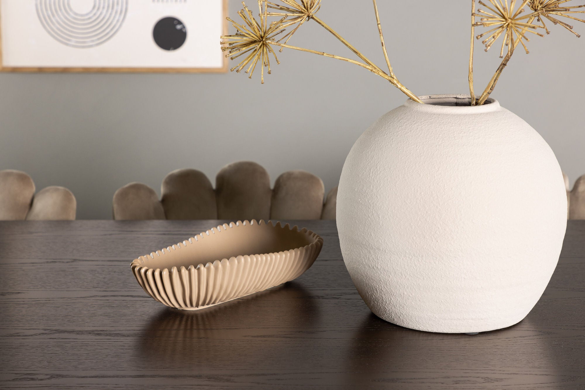 Venture Home Ystad spisebord - Black / Mocca Oak Veneer +Limhamn Light stol - Black / Beige Velvet _6