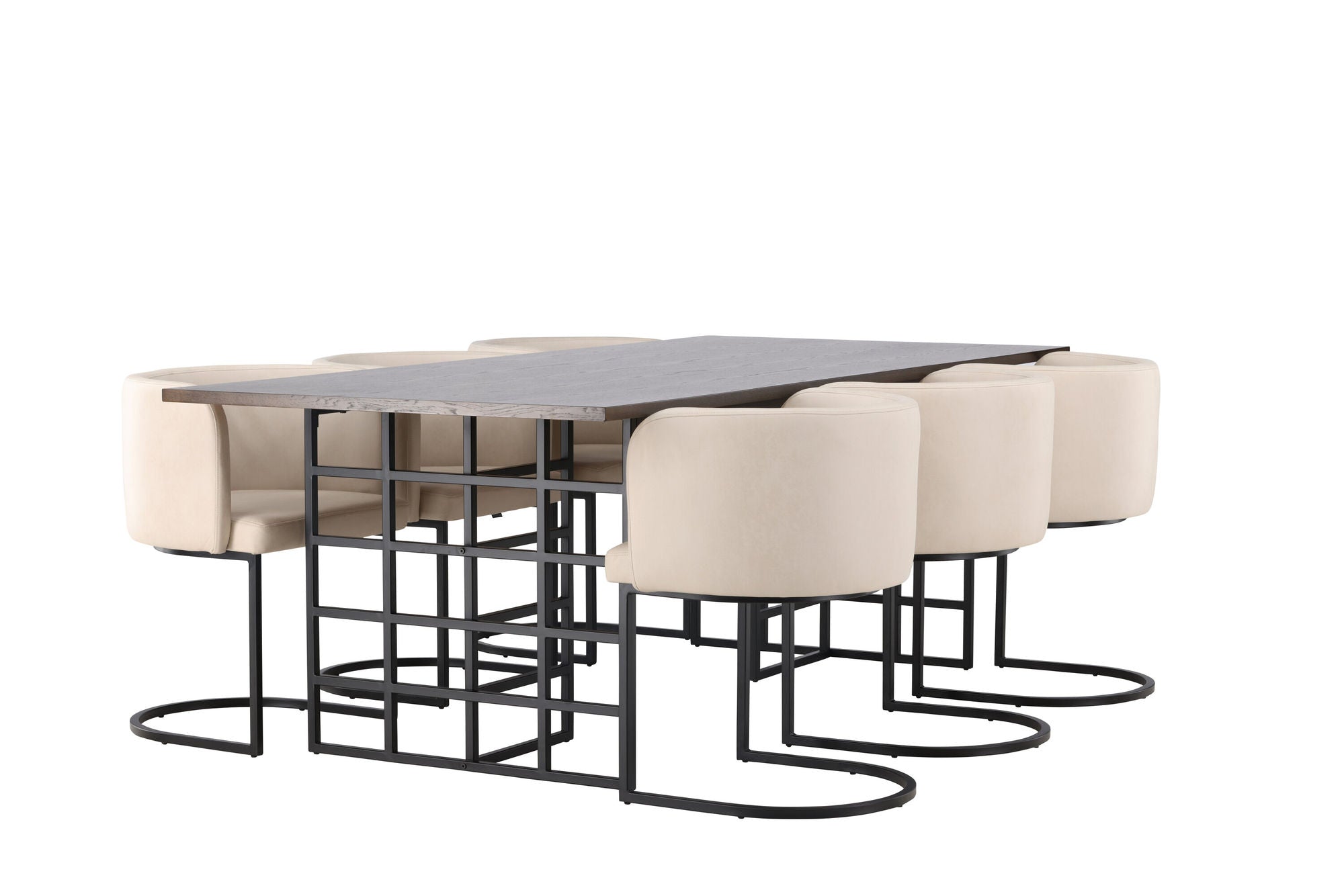 Venture Home Ystad spisebord - Black / Mocca Oak Veneer +Simrishman Spisebordsstol - Black / Beige TC-fabric _6